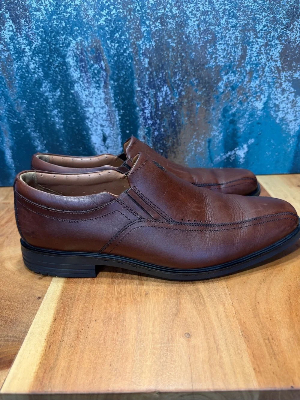 Clarks Classic Unstructured Brown Leather Slip-On Loafers Men’s Size 10 VGUC
